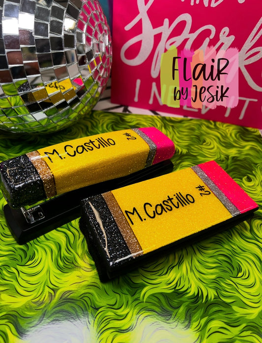 Glittered Stapler and White Board Eraser Set