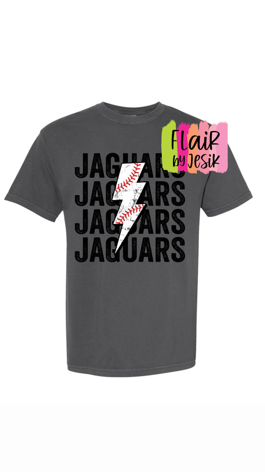 ADULT SIZES ONLY - Jaguar Lightning Bolt Baseball Tshirt