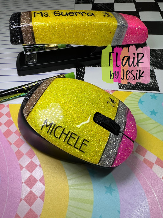 Glittered Wireless Mouse - Pencil Theme