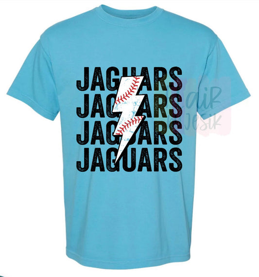 ADULT SIZES ONLY - Jaguar Lightning Bolt Baseball Tshirt