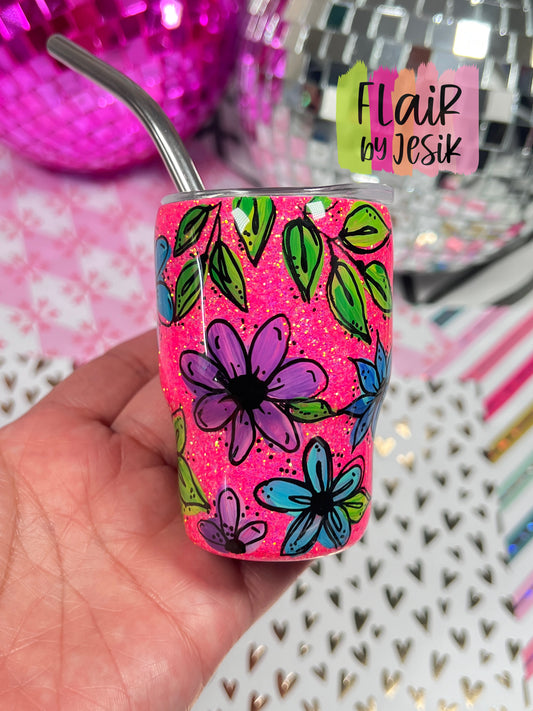 Hand Painted Floral 3 oz. Shot Glass
